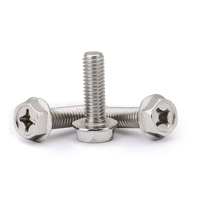 DIN6921 স্টেইনলেস স্টিল SS304 SS316 ফিলিপস ড্রাইভ সেরেটেড হেক্স ফ্ল্যাঞ্জ বোল্ট