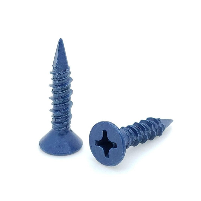 কংক্রিট স্ক্রু ফিলিপস ফ্ল্যাট হেড কম কার্বন ইস্পাত নীল পলিমার