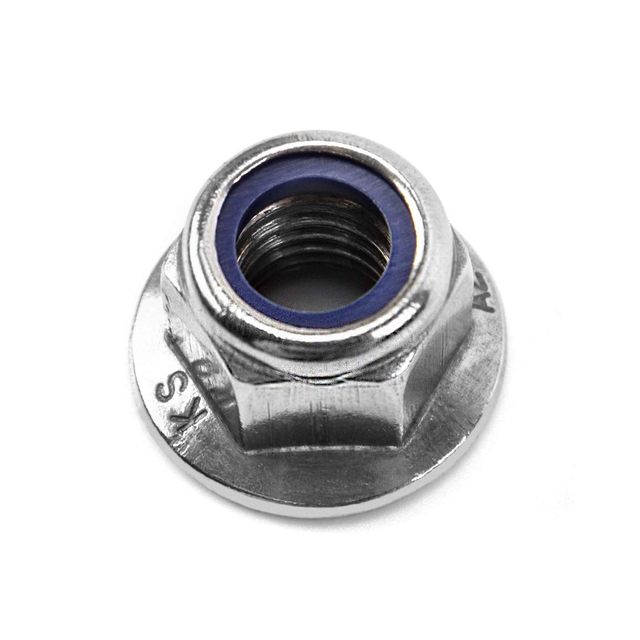 DIN6926 304 স্টেইনলেস স্টীল হেক্সাগোনাল ফ্ল্যাঞ্জ নাট হেক্স নাইলন লক নাট