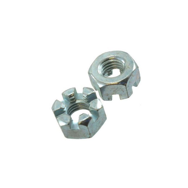 হেক্সাগন স্লটেড নাট কার্বন ইস্পাত হেক্স ক্যাসেল বাদাম জিঙ্ক প্লেটেড Din935