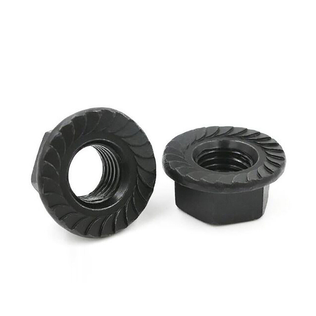 কালো জিঙ্ক-প্লেটেড হেক্স সেরেটেড ফ্ল্যাঞ্জ বাদাম DIN6923 ফ্ল্যাঞ্জড বাদাম