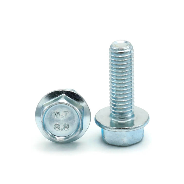 কম দামের উচ্চ মানের মেট্রিক DIN6921 স্ট্যান্ডার্ড জিঙ্ক-প্লেটেড কার্বন ইস্পাত হেক্স ফ্ল্যাঞ্জ বোল্ট