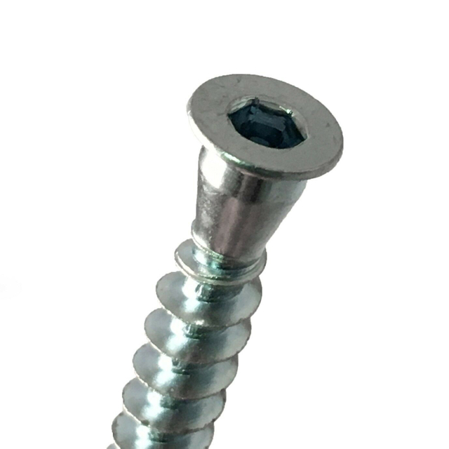 কার্বন ইস্পাত আসবাবপত্র নিশ্চিত স্ক্রু হেক্স সকেট কাঠ স্ক্রু দস্তা ধাতুপট্টাবৃত