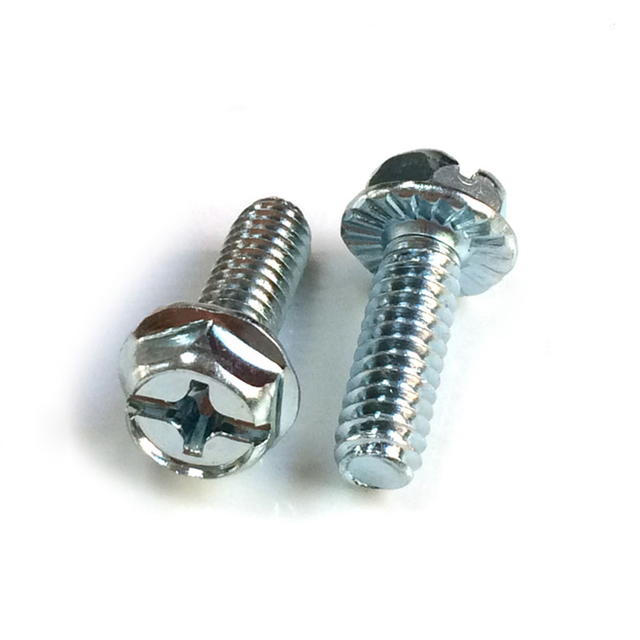 কম্বো (ফিলিপস/স্লটেড) হেক্স হেড ফ্ল্যাঞ্জ বোল্ট লো কার্বন স্টিল জিঙ্ক প্লেটেড